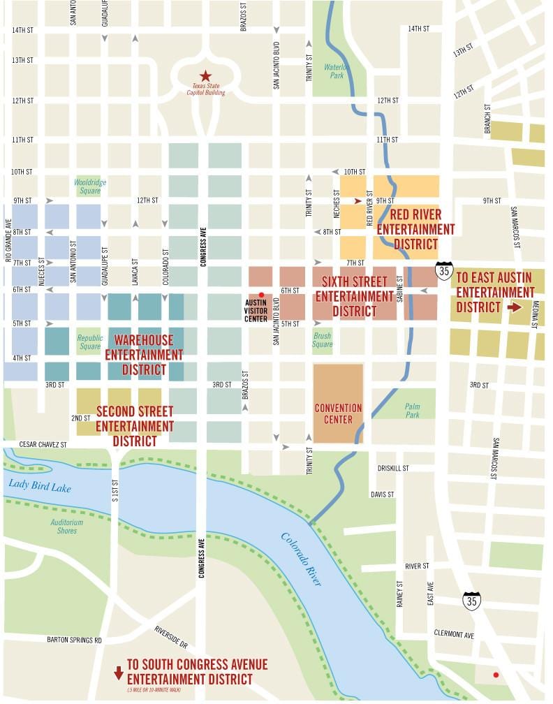 Austin 6th street mapa