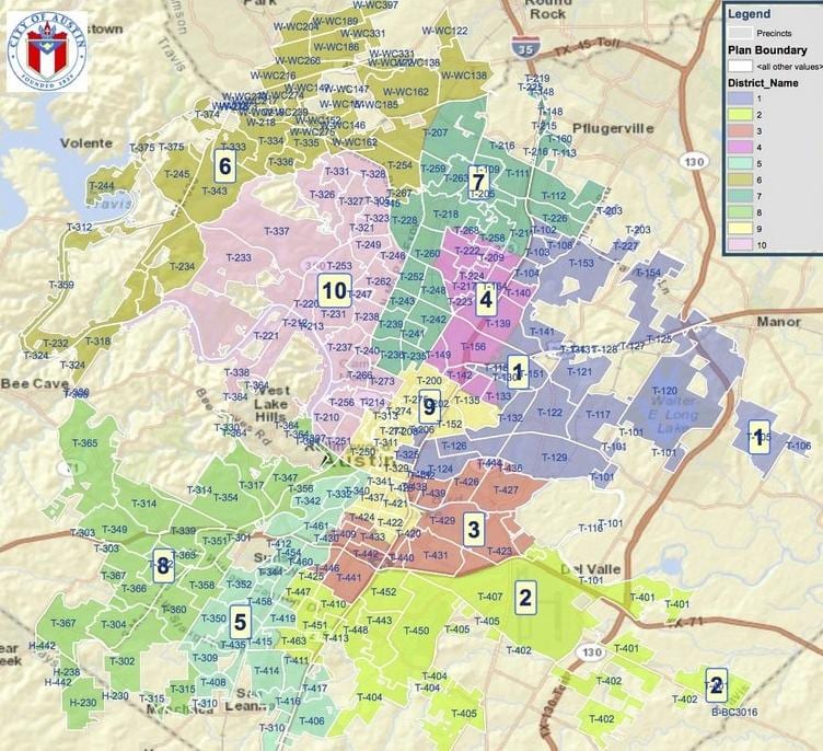 Austin Tx zoneamento mapa