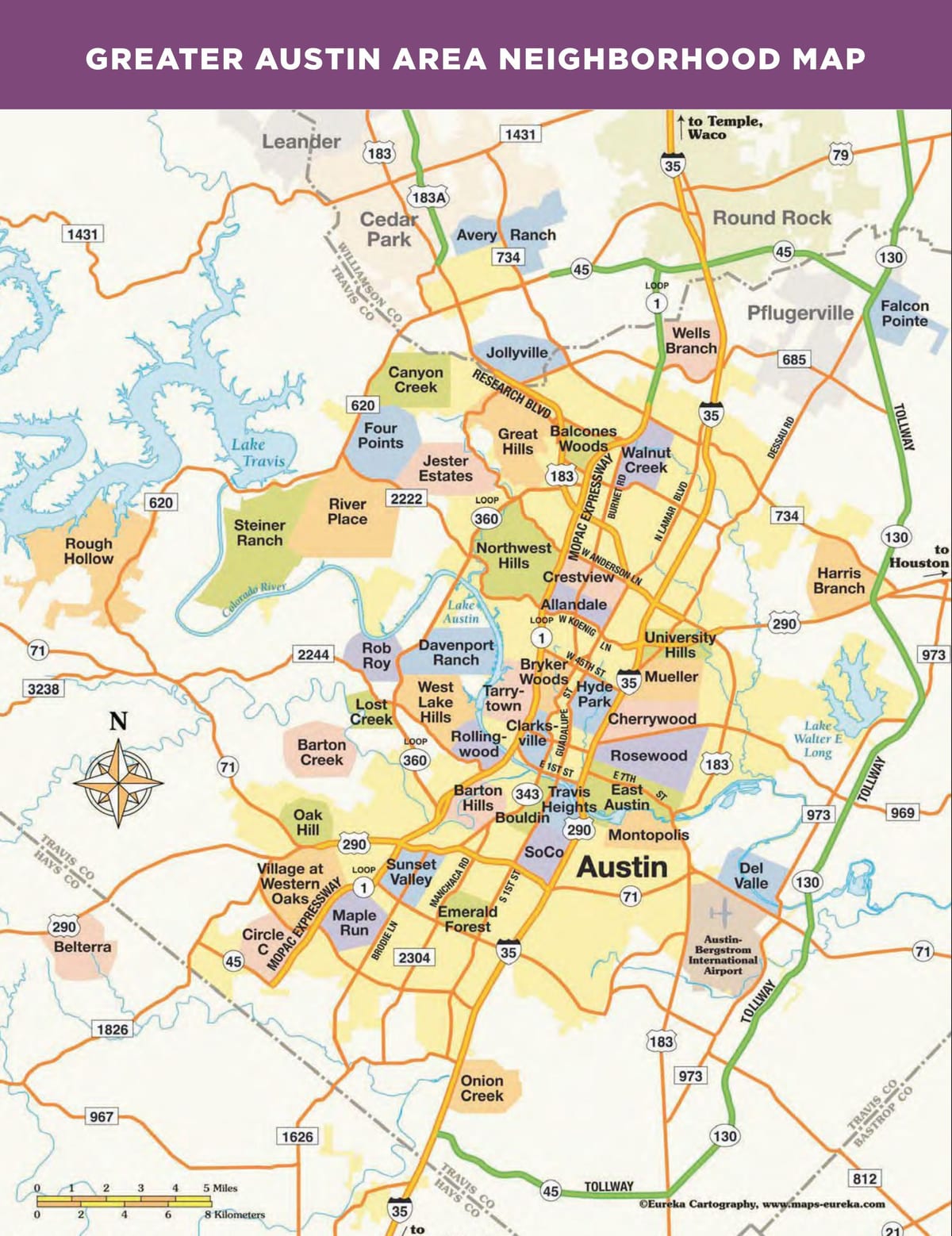 mapa de Austin área