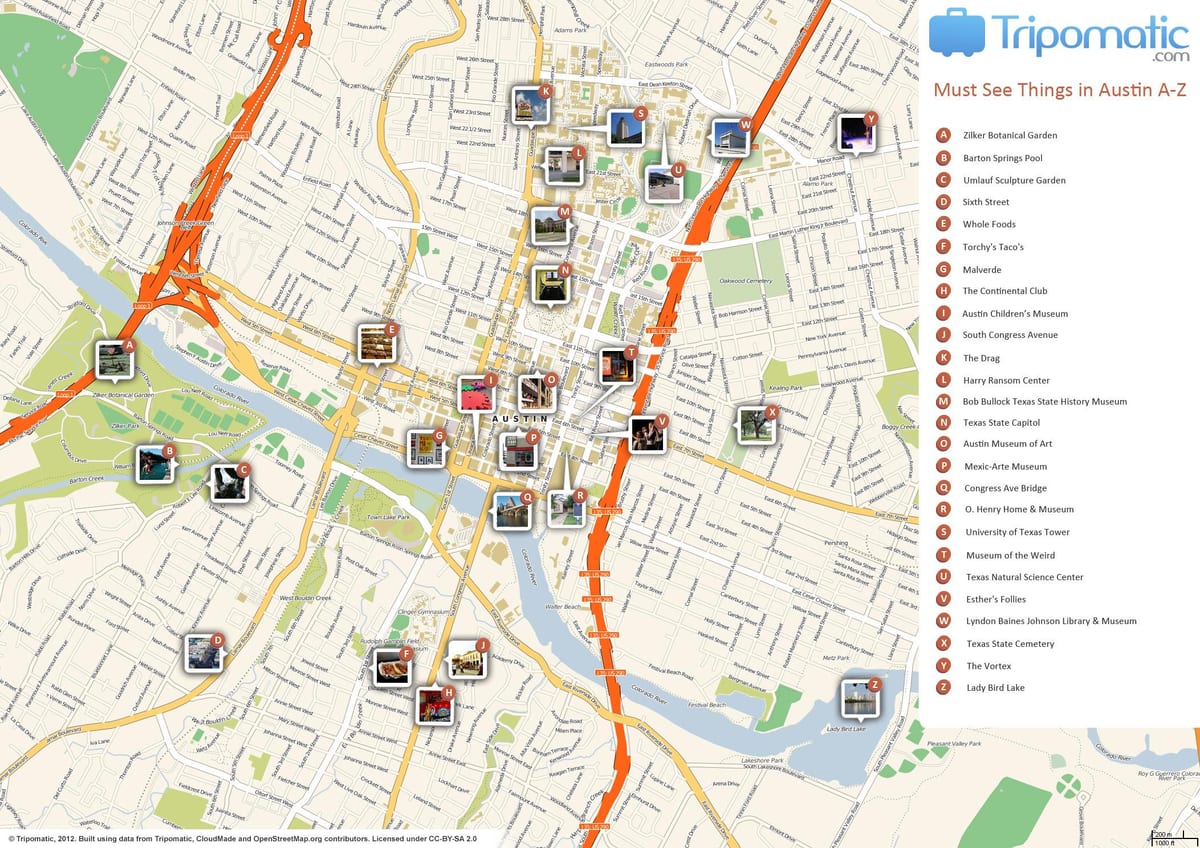 Austin atraccións mapa