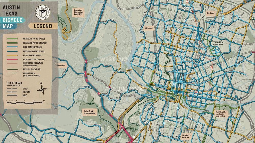 bicicleta mapa Austin