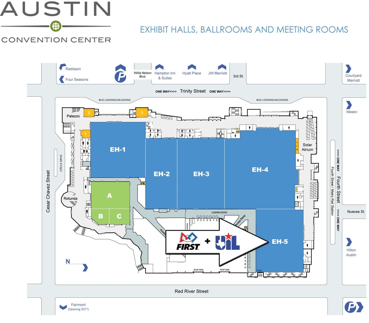 mapa Austin centro de convencións