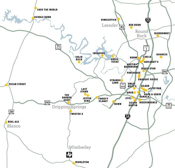 mapa de Austin cervexa