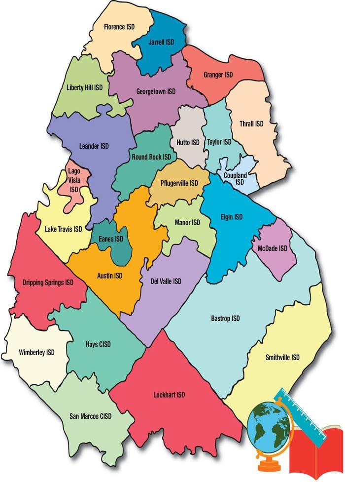 Austin área de distrito escolar mapa