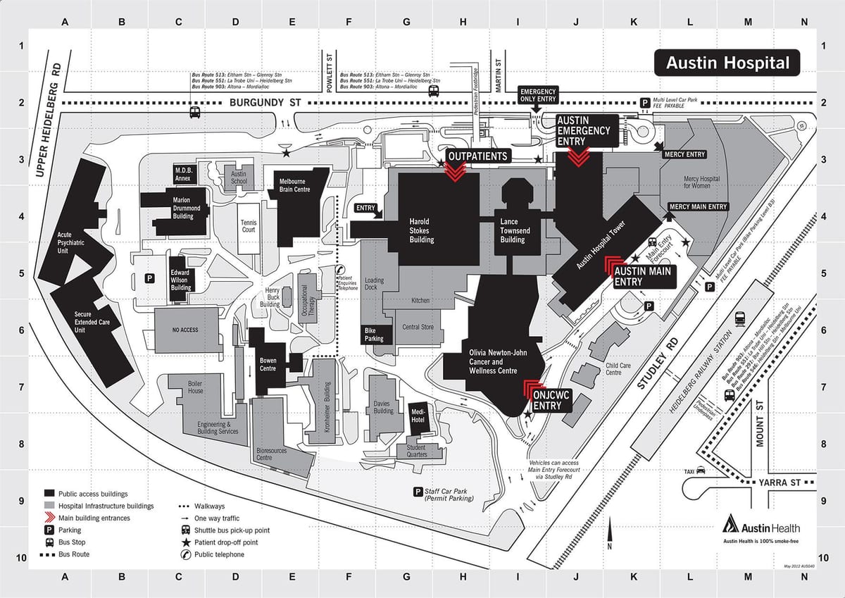 mapa de Austin hospital