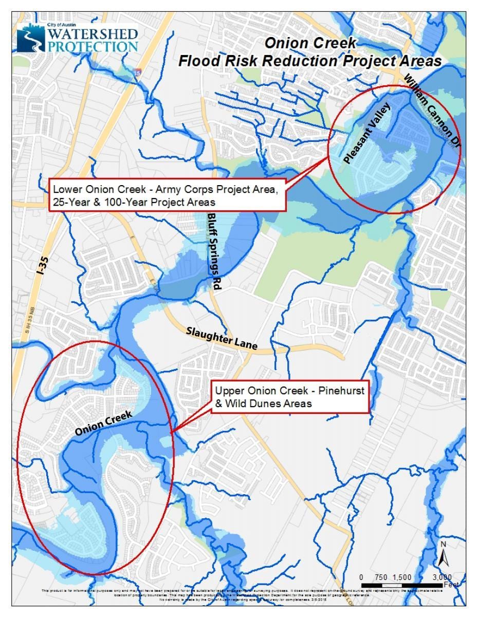 Austin chaira de inundación mapa