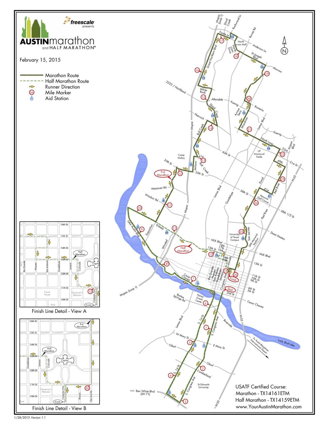 mapa de Austin maratón curso