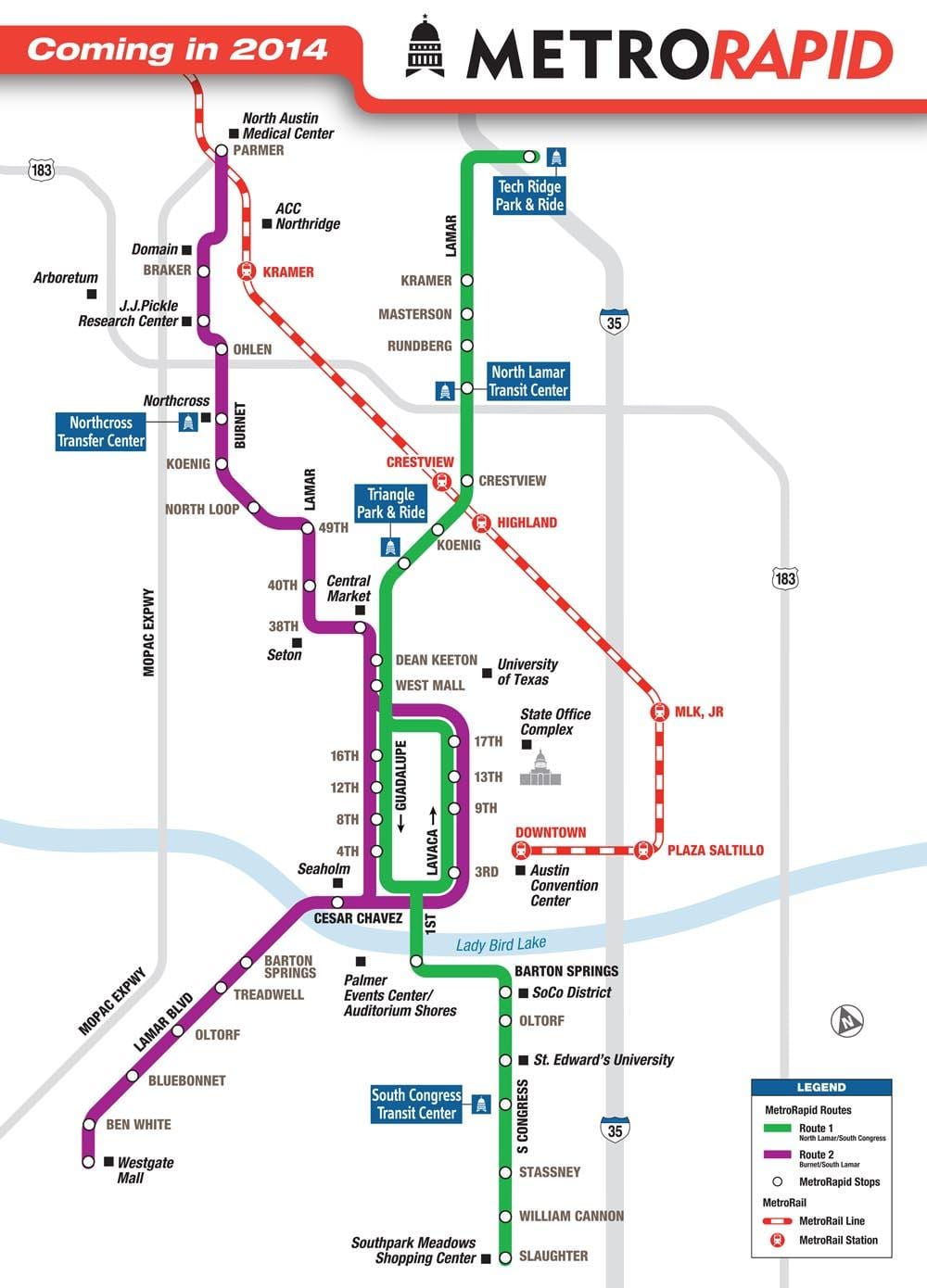 metro ferroviario Austin mapa