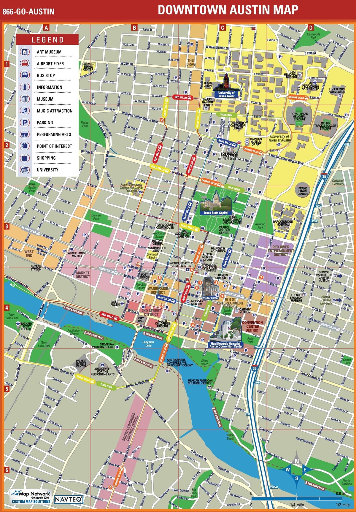 mapa do centro de Austin