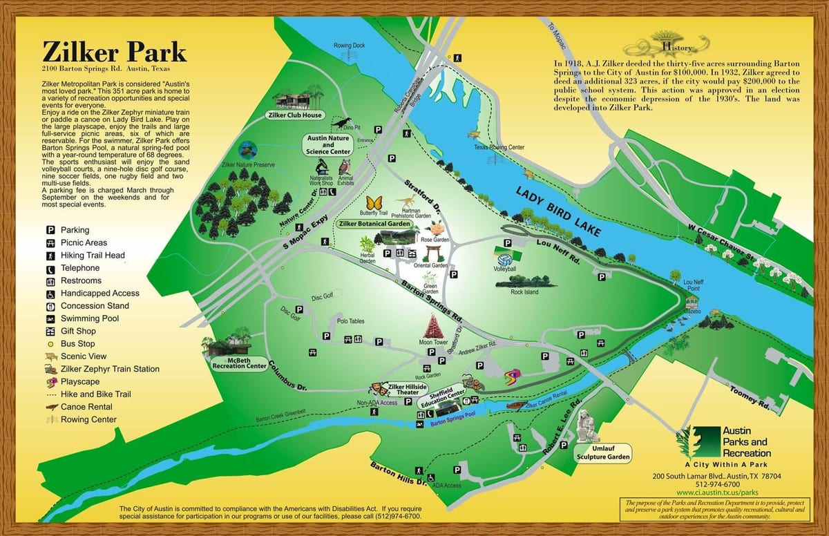 mapa de Zilker parque